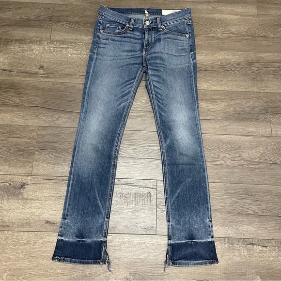 RAG & BONE CROP JEAN Womens Sz 25 Newquay Denim Skinny Split Hem Jeans. - Picture 2 of 10